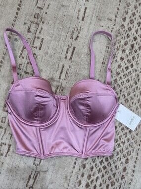 Auden Women's Satin Lingerie Corset Bustier - Mauve Pink NwT XS